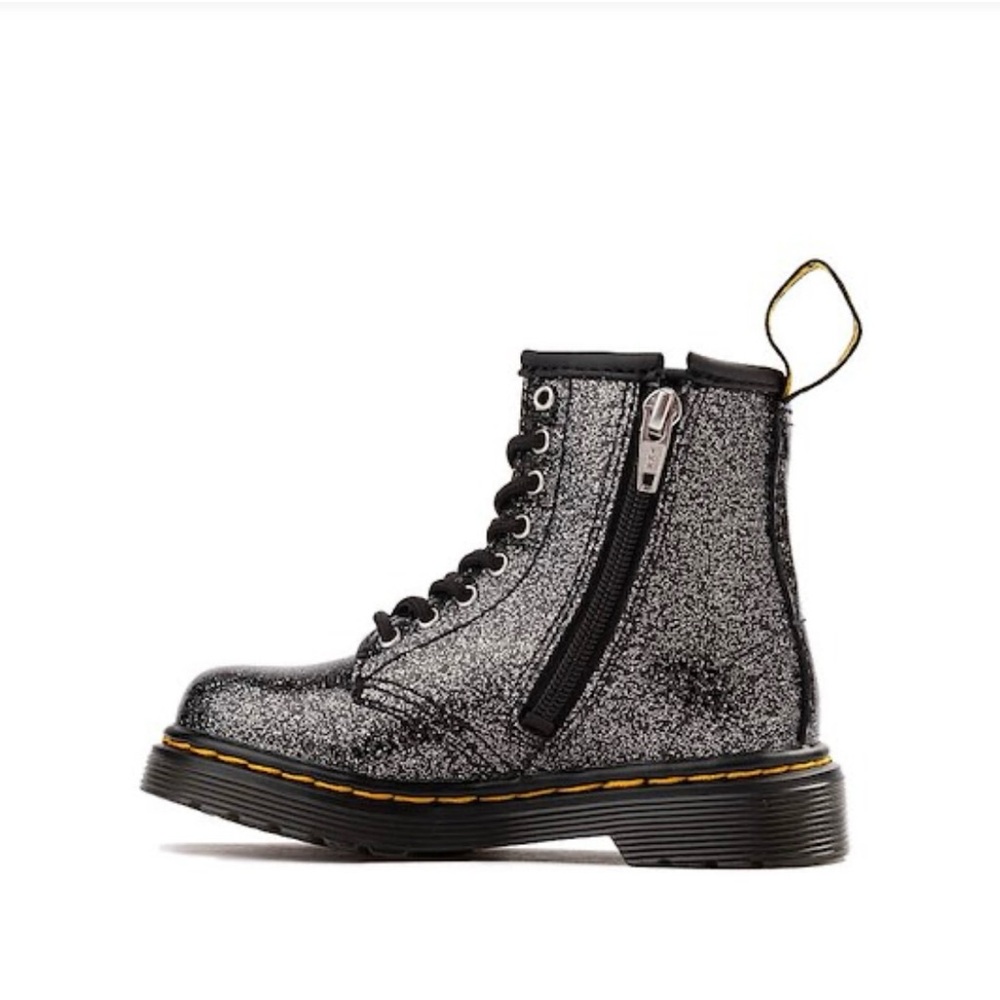 Baby Dr. Doc Martens 1460 Glitter Silver Gunmetal Combat Boots Infant Toddler 5